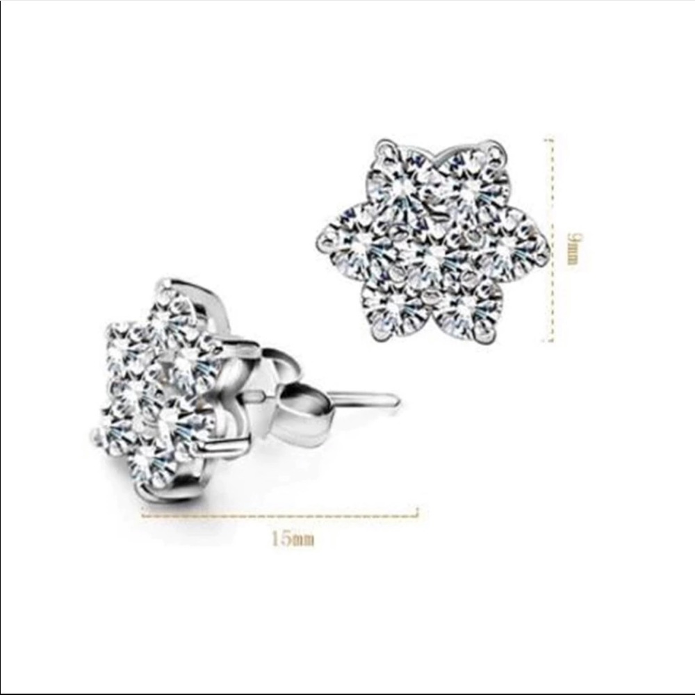 Sterling Silver 925 CZ Stud Earrings - Picture 3 of 5